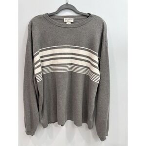 Men's Covington XL Gray Striped 100% Cotton Crewneck Sweater Long Sleeve